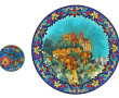 LONGWY - Plat rond en émaux à décor du C