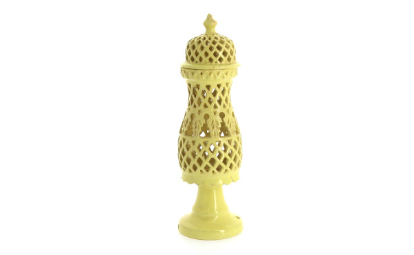 Pied de lampe années 50 en faïence jaune