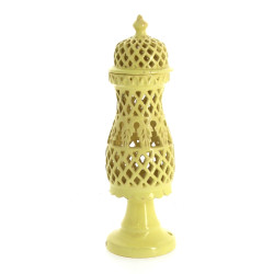 Pied de lampe années 50 en faïence jaune