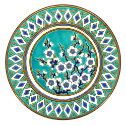 LONGWY - Plat rond en émaux à décor de f