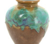 Vase en grès brun à coulures vertes, mar