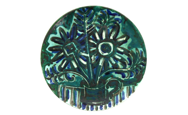 Assiette en faïence années 60 à décor d'