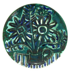Assiette en faïence années 60 à décor d'