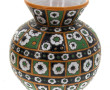 Vase boule à col évasé en faïence à déco