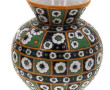 Vase boule à col évasé en faïence à déco