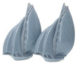 Paire de voiliers en faïence bleue, H 38