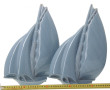 Paire de voiliers en faïence bleue, H 38