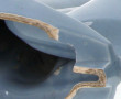 Paire de voiliers en faïence bleue, H 38