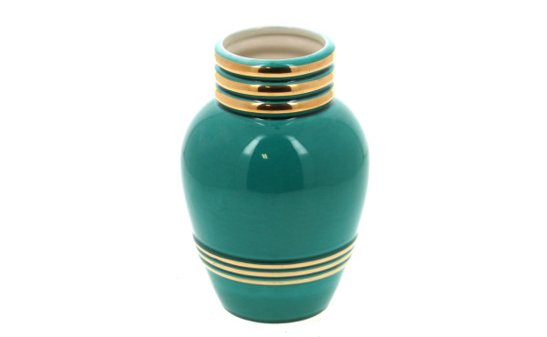 Petit vase années 50 en faïence vert éme