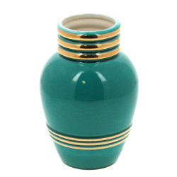 Petit vase années 50 en faïence vert éme