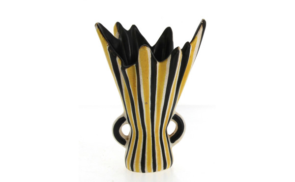 Vase en céramique à deux anses, col mouv