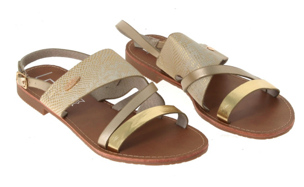 LPB - Paire de sandales plates femme dor