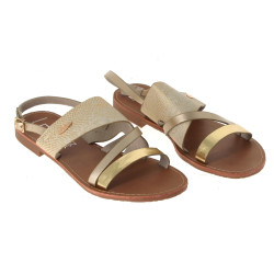 LPB - Paire de sandales plates femme dor