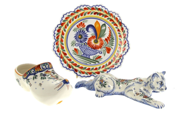 Lot de 3 faïences : une assiette Henriot