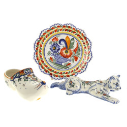 Lot de 3 faïences : une assiette Henriot