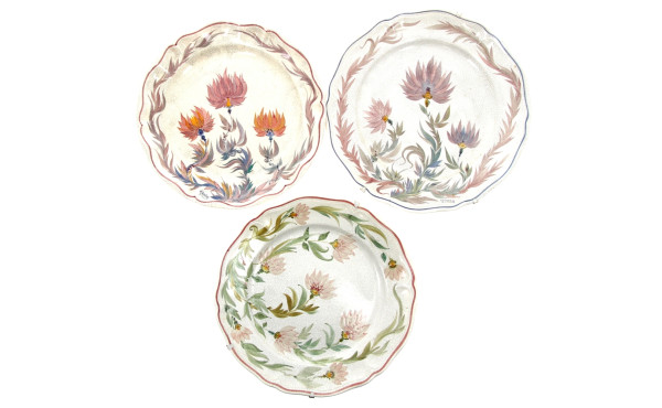 YOUEN - Lot de 3 assiettes décor floral 