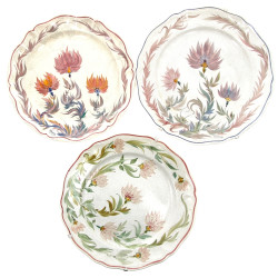 YOUEN - Lot de 3 assiettes décor floral 