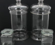 2 grands pots couverts en verre H. 38 cm