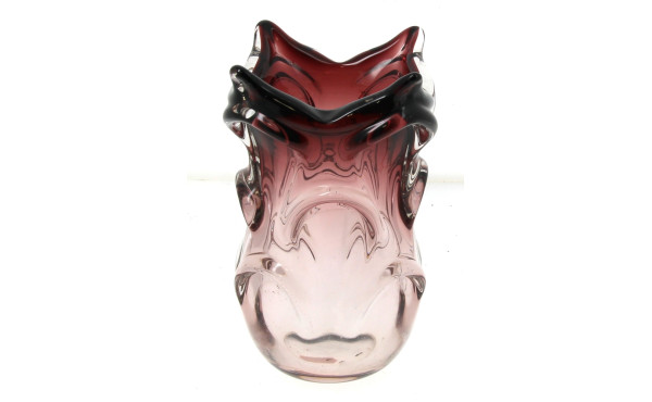 Vase années 60/70 en verre violine en dé