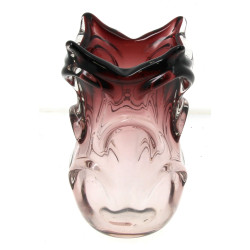 Vase années 60/70 en verre violine en dé