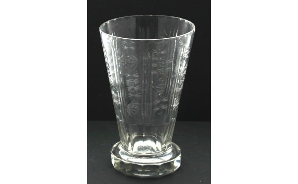 Vase évasé en verre gravé, années 50, H 
