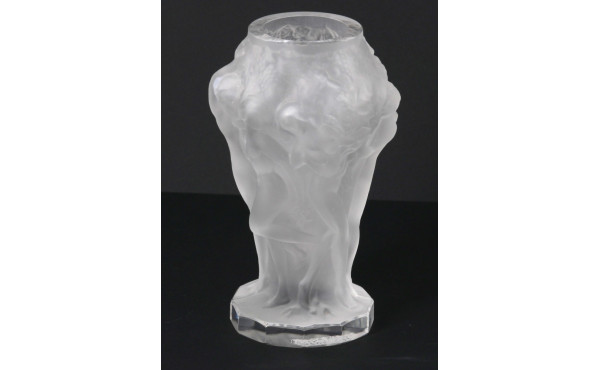 Petit vase en verre pressé moulé à décor