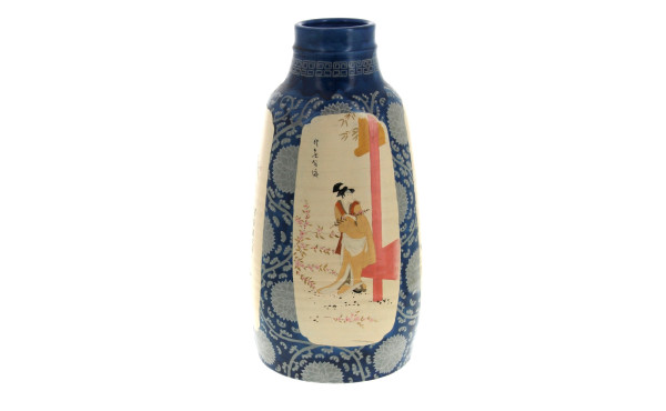 Beau vase en céramique japonaise décor d