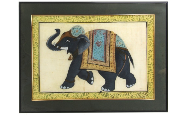 INDE (Xxème) "Eléphant", soie peinte, 34