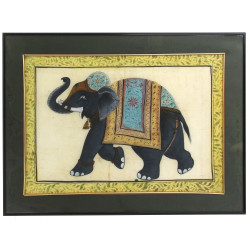 INDE (Xxème) "Eléphant", soie peinte, 34