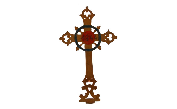 Croix en bois découpé datée manuscriteme