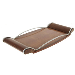 Plateau ART DECO en acajou et métal blan