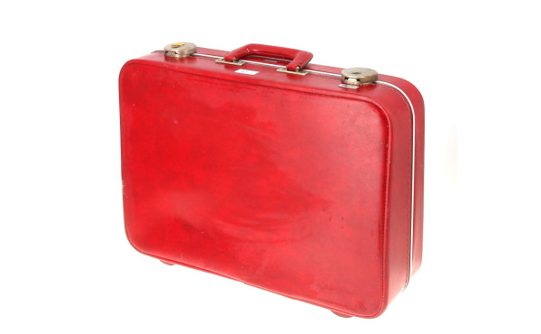 Petite valise vintage en cuir rouge Gers