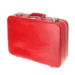 Petite valise vintage en cuir rouge Gers