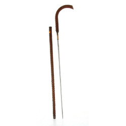 Canne épée, lame triangulaire, bois de r