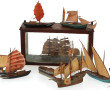Lot de 7 petites maquettes de bateaux vi