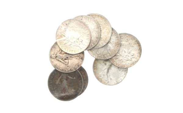 9 p. 50 cts argent dont 6 en état sup po