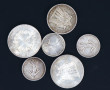 Lot de 6 p. en argent: 2 p. 50 fr 1975 e