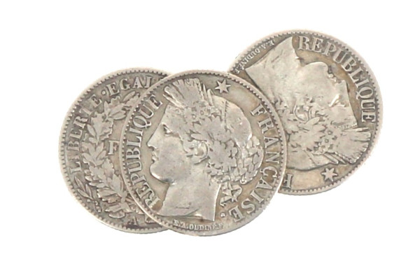 3 p. 1 fr CERES 1887, 1894, 1895 poids 
