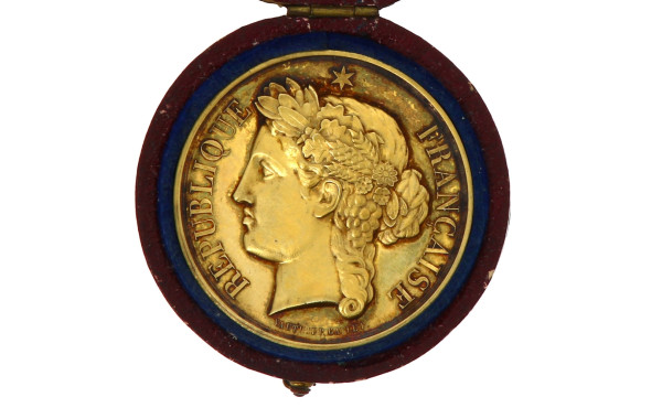 Médaille en vermeil, en écrin, poids 49,