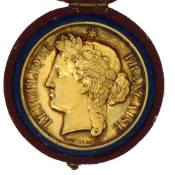 Médaille en vermeil, en écrin, poids 49,