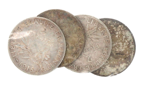 4 p. 2 fr semeuse 1905, 1915, 1916, 1918