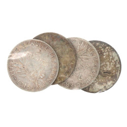 4 p. 2 fr semeuse 1905, 1915, 1916, 1918