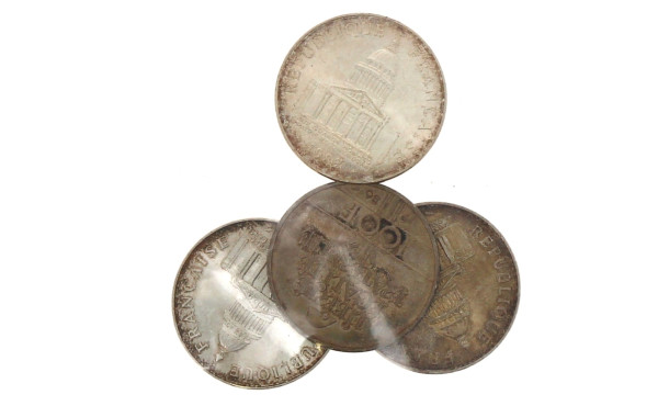 4 p. 100 fr argent 1983 et 1986 poids 60