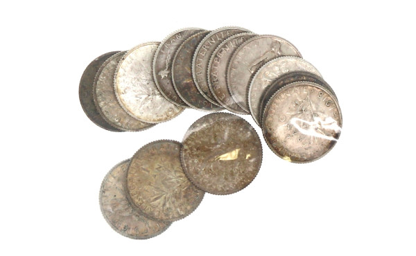 14 p. 1 fr semeuse poids 69,80 grs