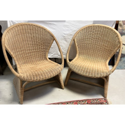 Paire de fauteuils en rotin