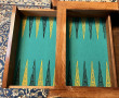Table à jeux en marqueterie à décor flor