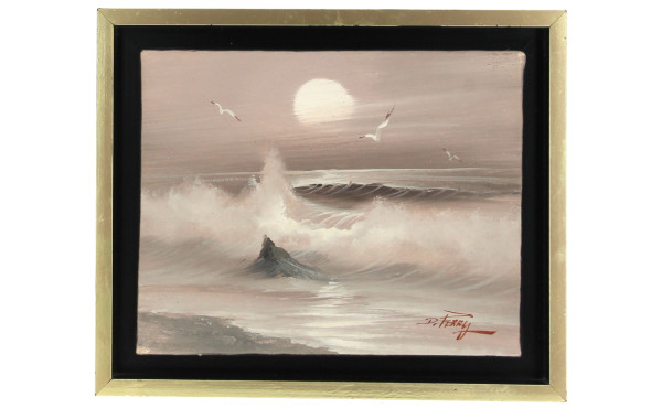 D.PERAY (Xxème) "Marine aux mouettes et 
