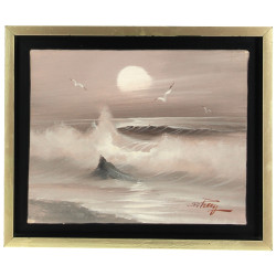 D.PERAY (Xxème) "Marine aux mouettes et 