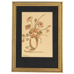 Paule ROZIER "Bouquet de fleurs", techni