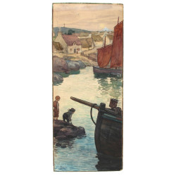 F.MEDAILLE (XIXè-Xxè) "Scène bretonne av